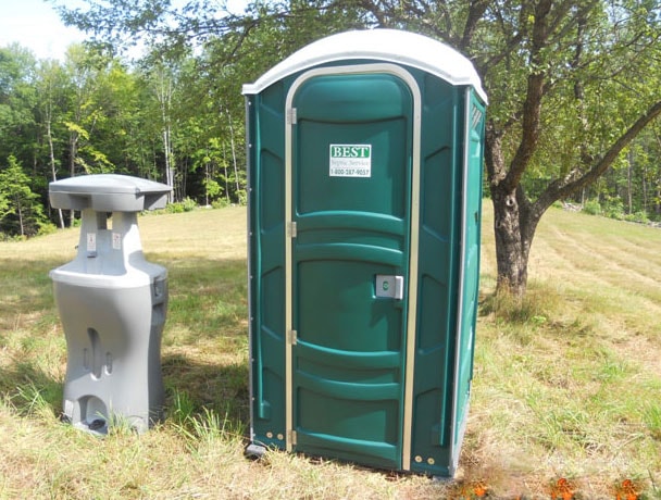 Portable toilet at event
